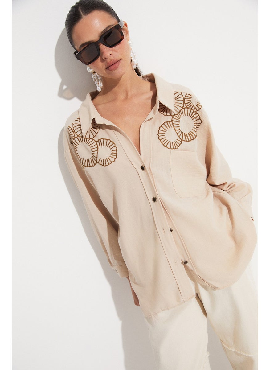 Embroidered Detailed Loose Cut Shirt