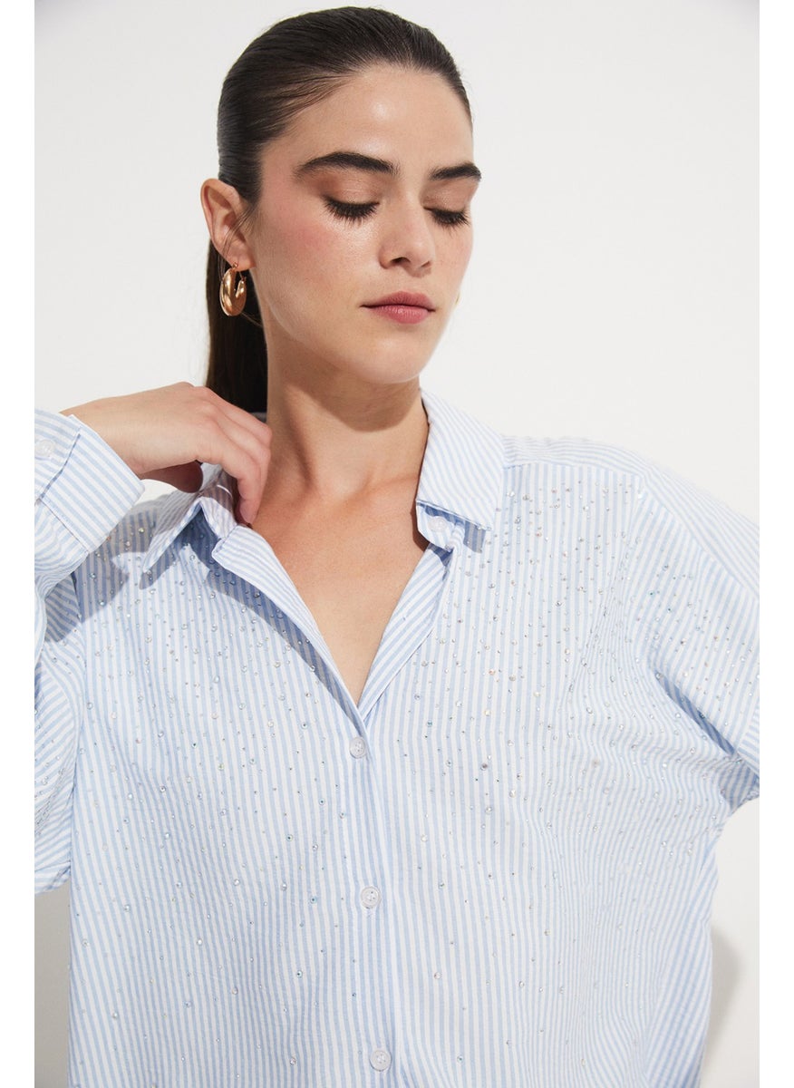 Women's Stone Detailed Woven Shirt