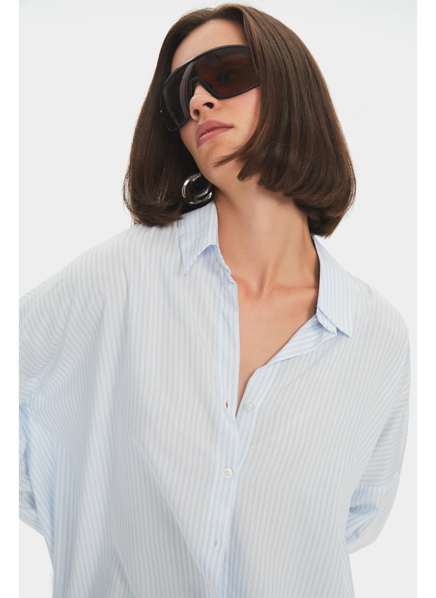 Women's Exclusive Regular/normal Pattern Modal Blend Striped Shirt