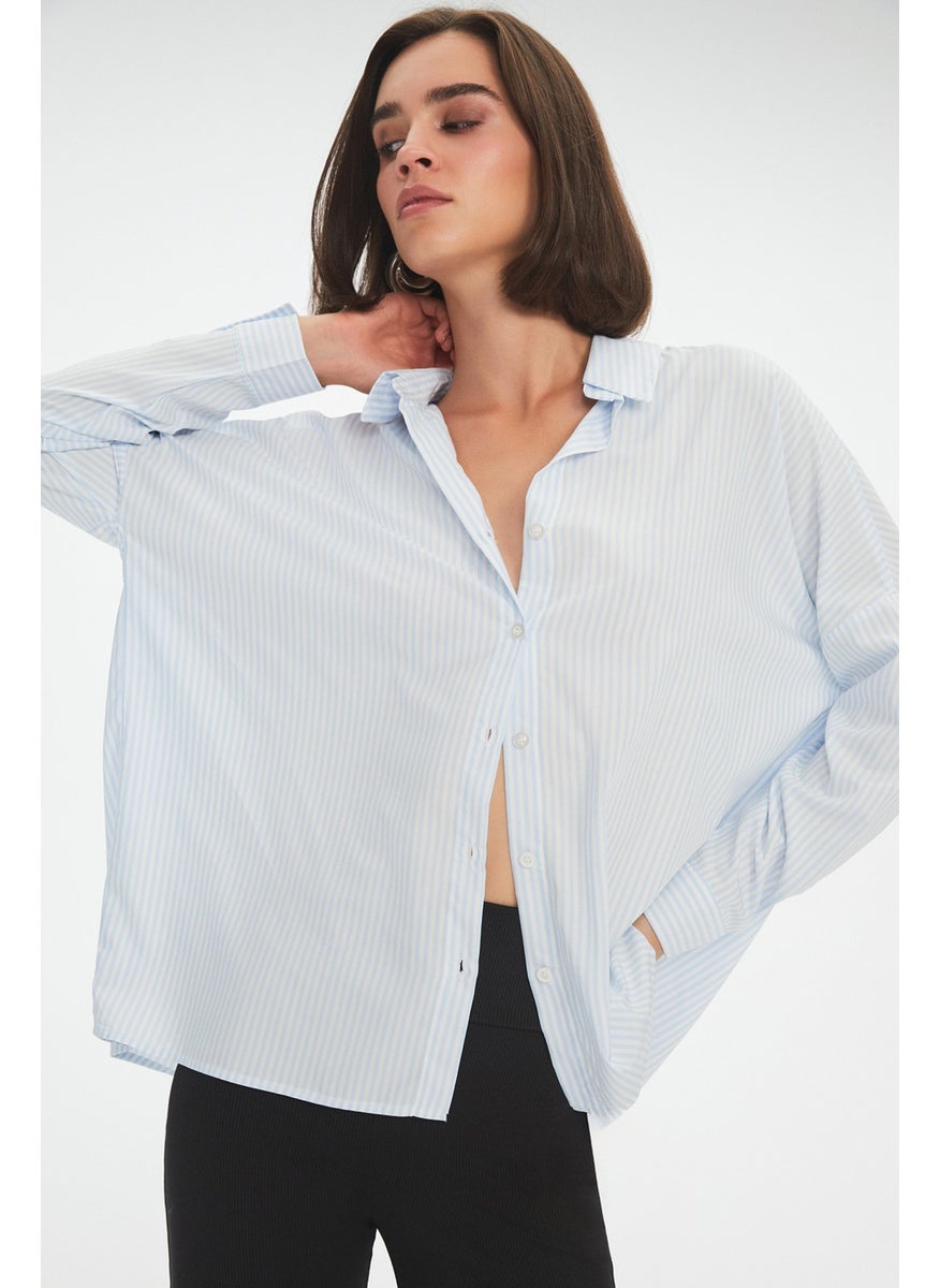 Women's Exclusive Regular/normal Pattern Modal Blend Striped Shirt