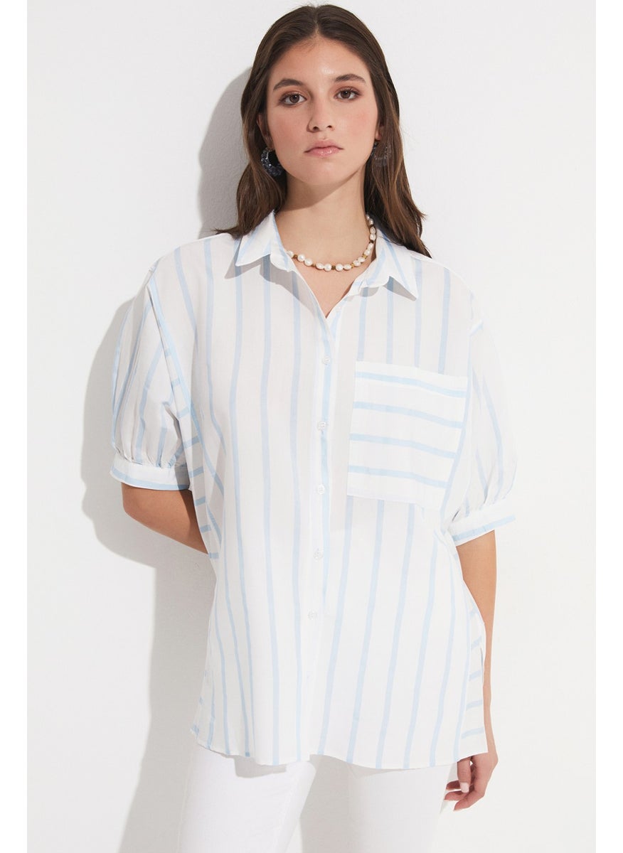 Women's Viscose Blend Striped Shirt