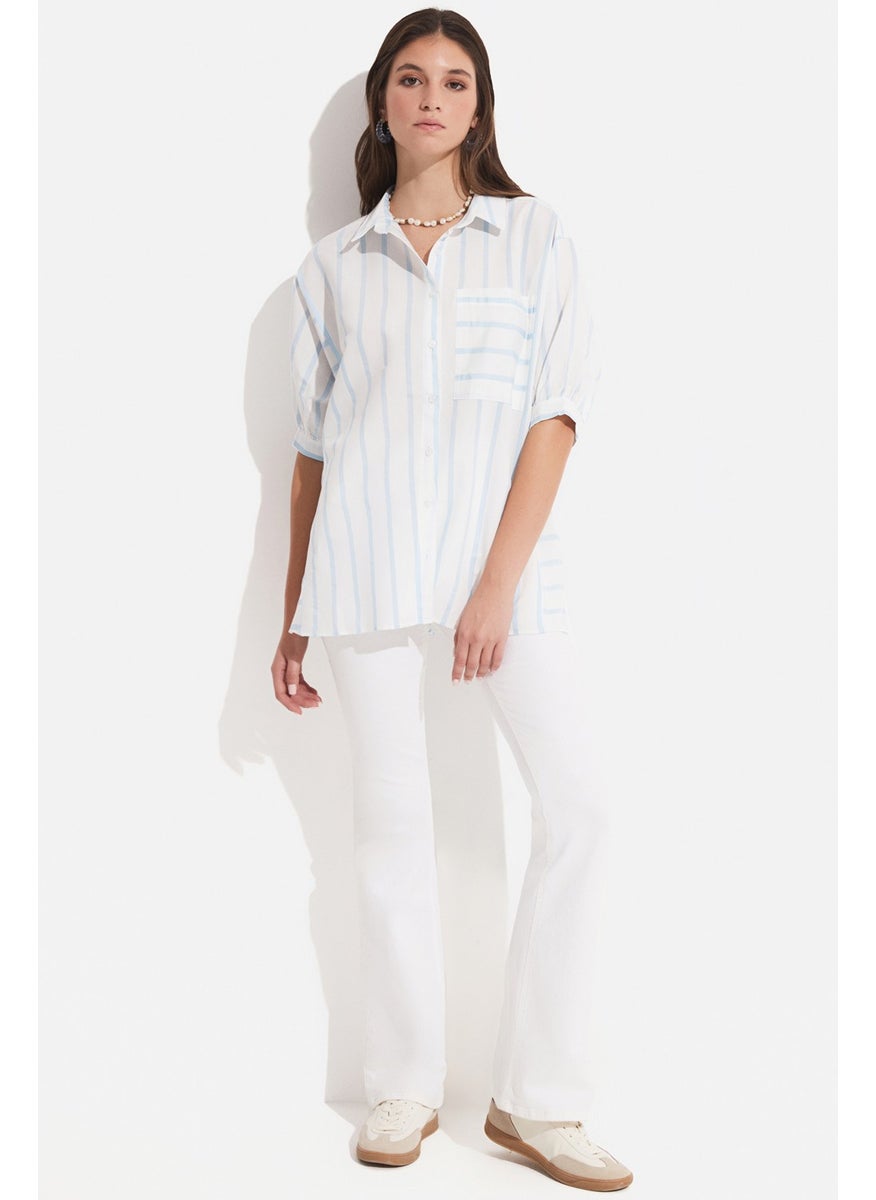 Women's Viscose Blend Striped Shirt