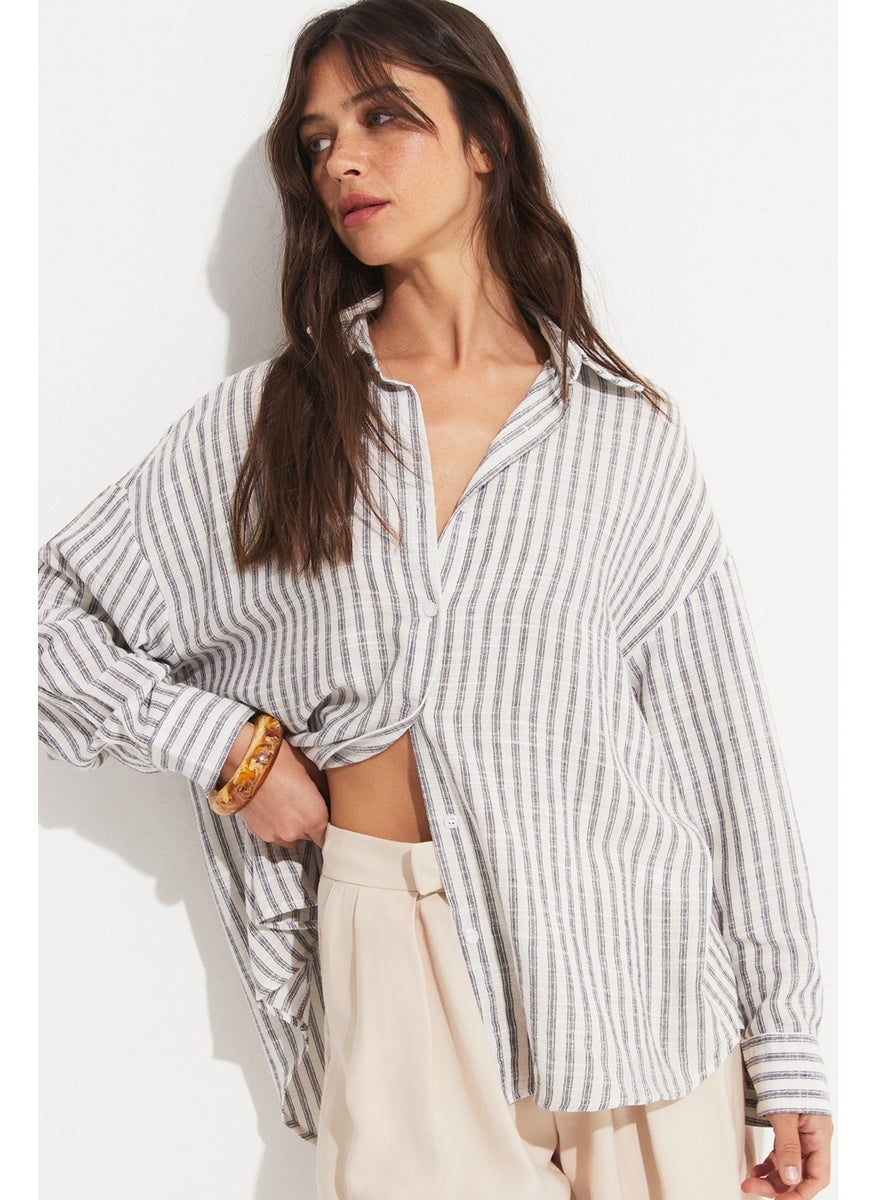 Women's Viscose Blend Striped Shirt