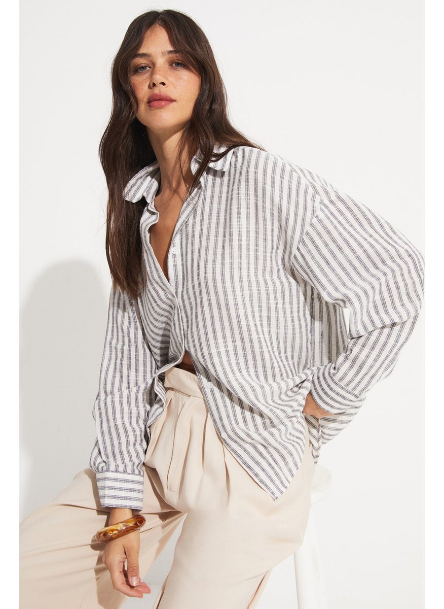 Women's Viscose Blend Striped Shirt