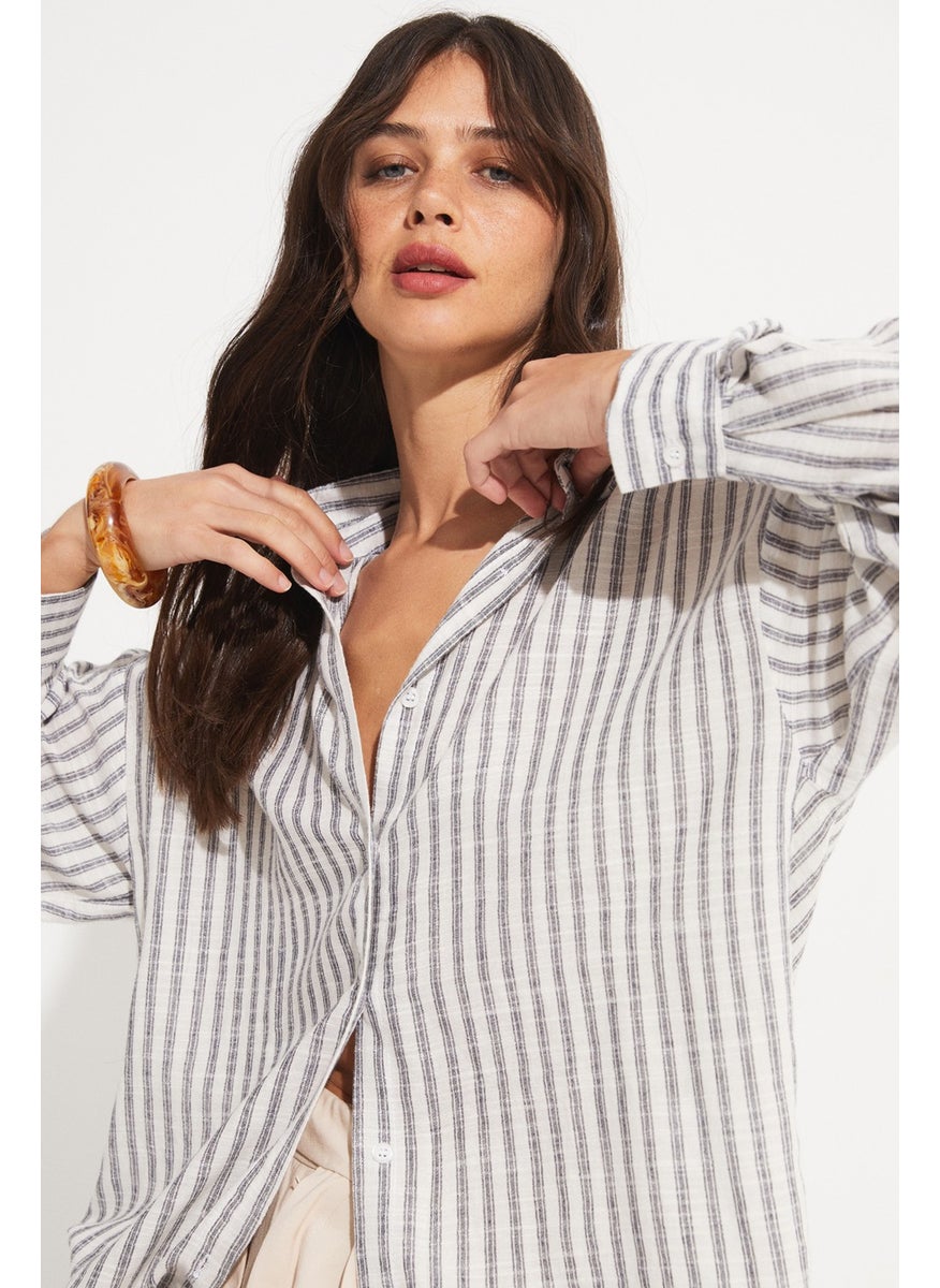 Women's Viscose Blend Striped Shirt