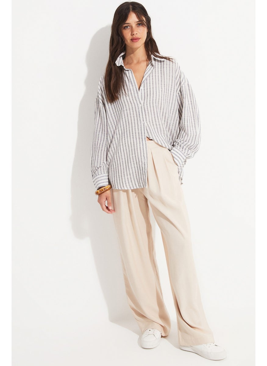 Women's Viscose Blend Striped Shirt