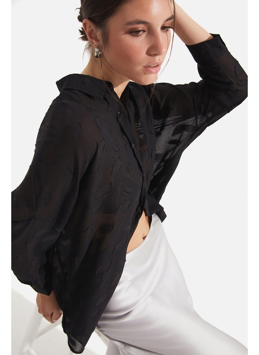 Women's Exclusive Oversize/loose Cut Self-Patterned Shirt