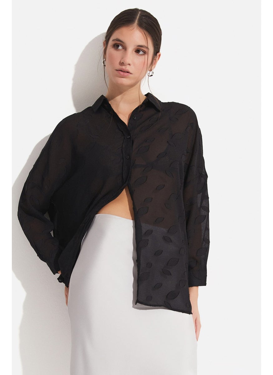 Women's Exclusive Oversize/loose Cut Self-Patterned Shirt