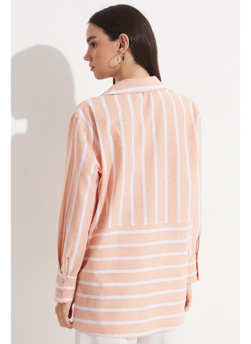 Women's Exclusive Boyfriend/Wide Cut Striped Cotton Shirt