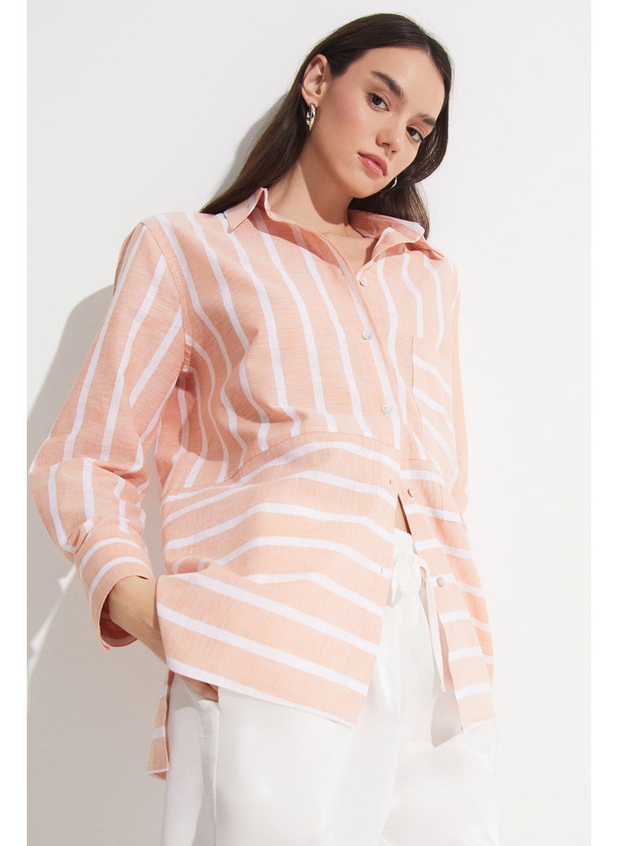 Women's Exclusive Boyfriend/Wide Cut Striped Cotton Shirt