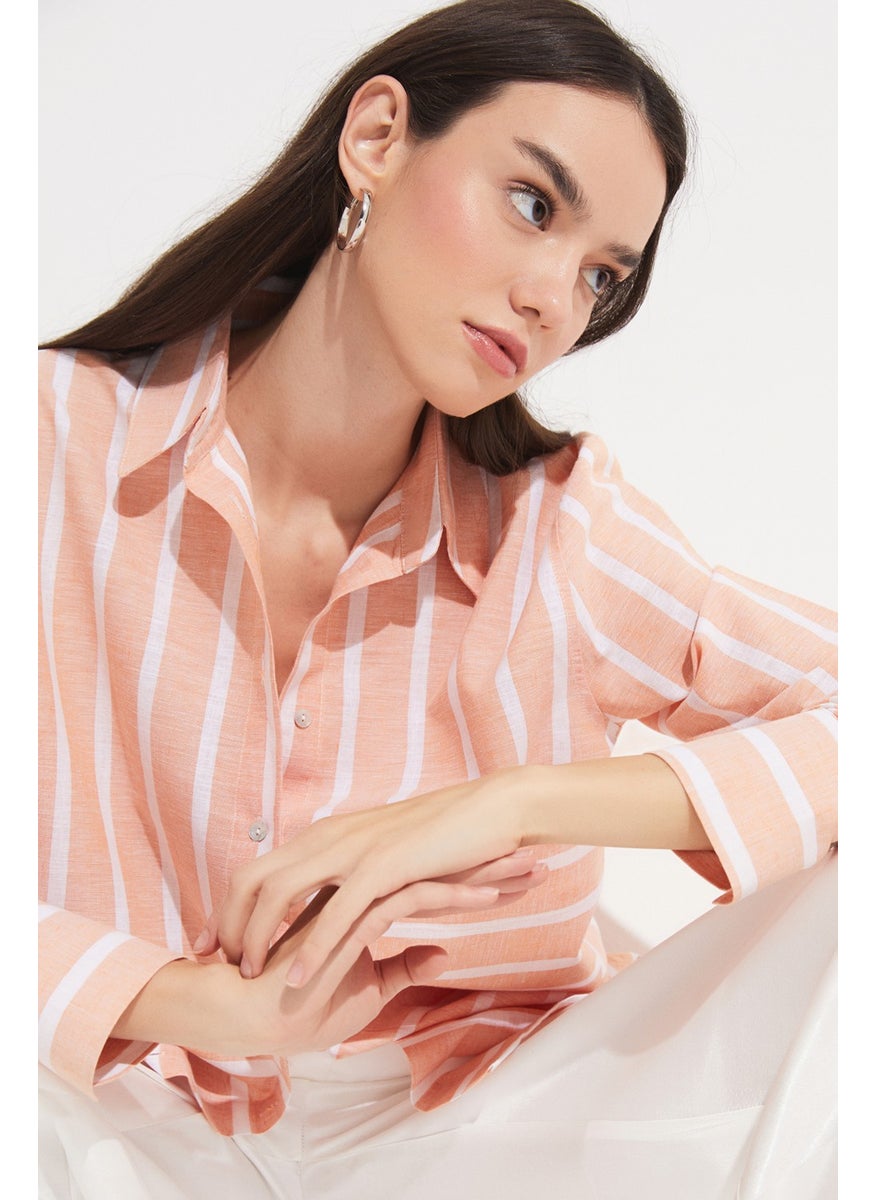 Women's Exclusive Boyfriend/Wide Cut Striped Cotton Shirt