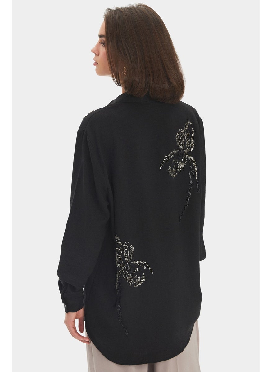 Women's Exclusive Oversize/loose Cut Embroidered Detailed Shirt