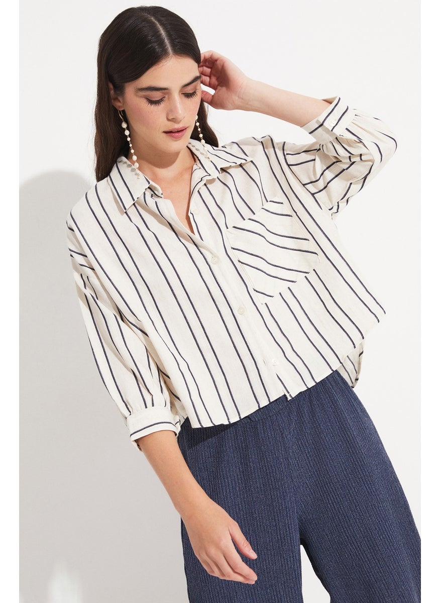 Women's Viscose Blend Striped Shirt