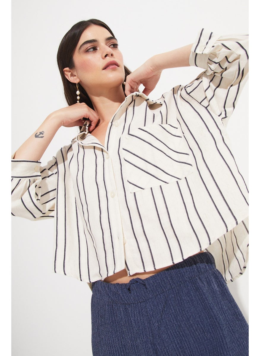 Women's Viscose Blend Striped Shirt