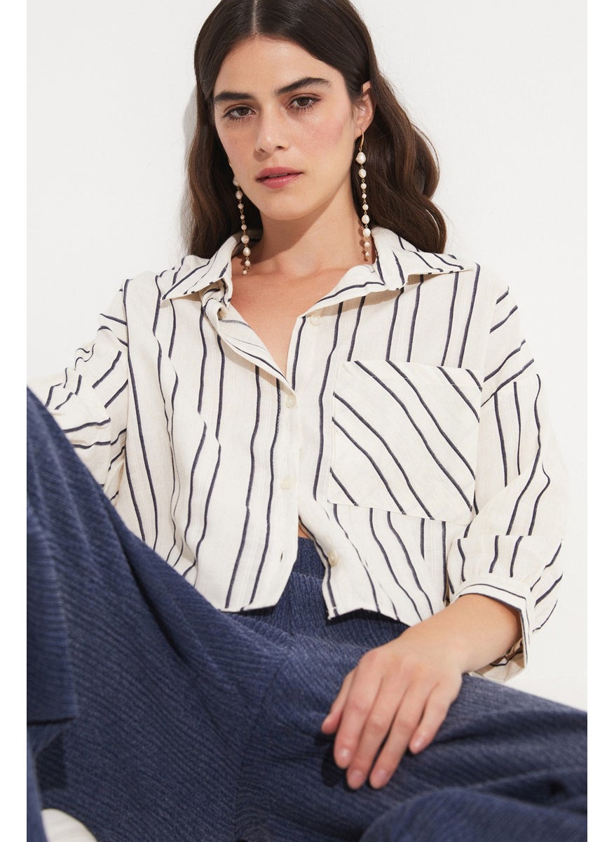 Women's Viscose Blend Striped Shirt