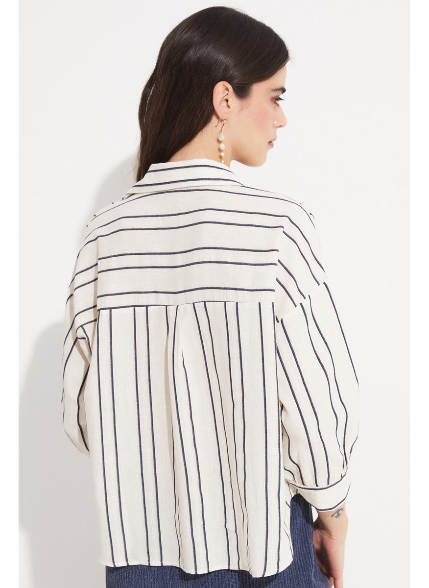 Women's Viscose Blend Striped Shirt