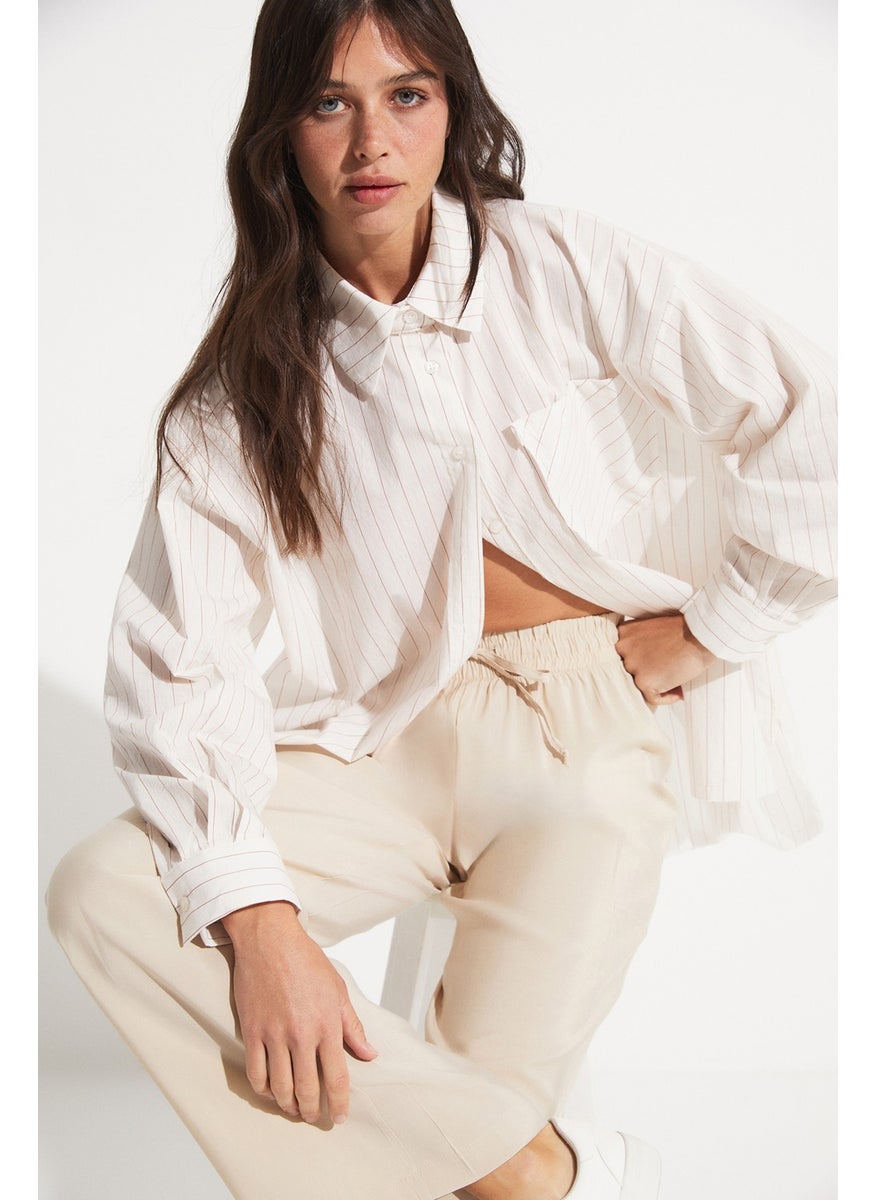 Striped Detail Loose Cut Shirt