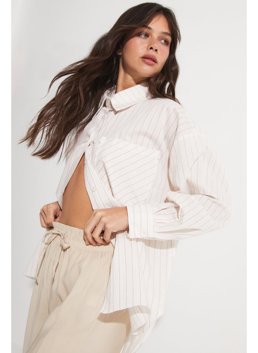 Striped Detail Loose Cut Shirt