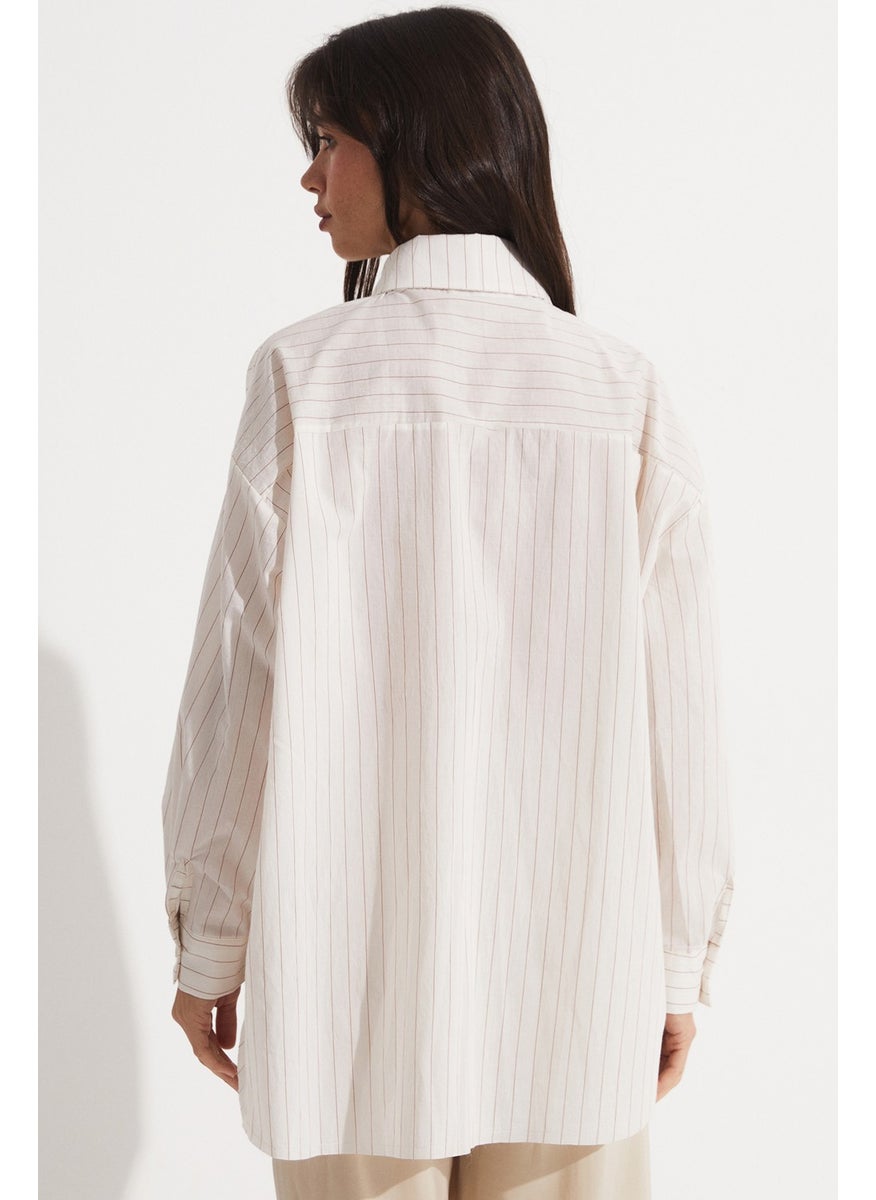 Striped Detail Loose Cut Shirt