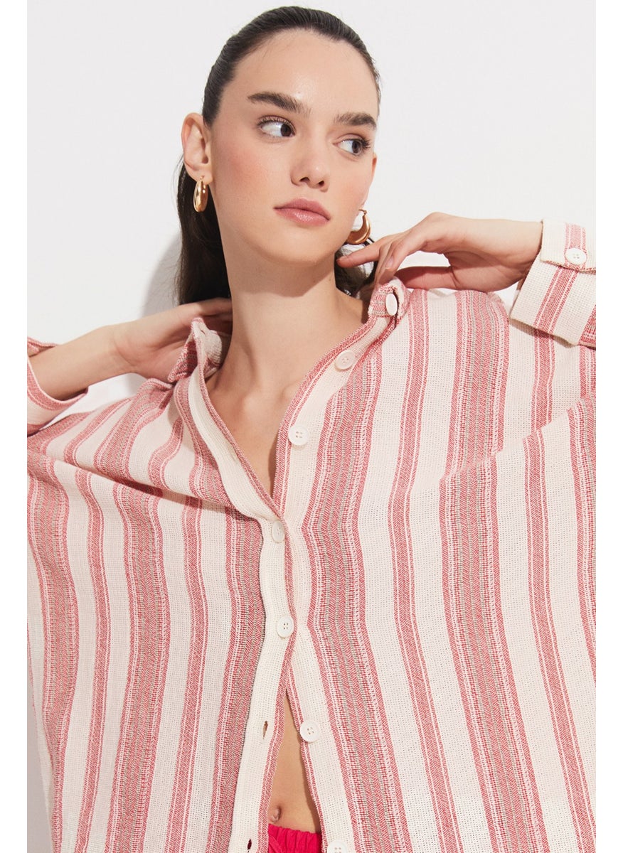 Women's Exclusive Boyfriend/Wide Cut 100% Cotton Striped Shirt