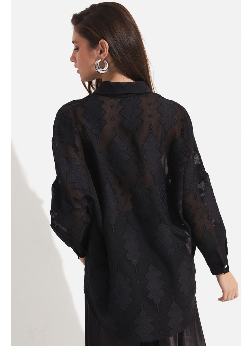 Women's Exclusive Oversize/loose Cut Self-Patterned Shirt