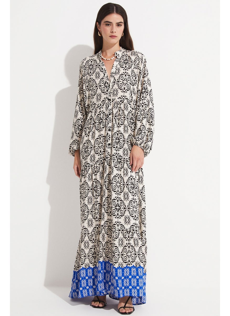 Women's 100% Viscose Patterned Wide Cut Maxi Dress