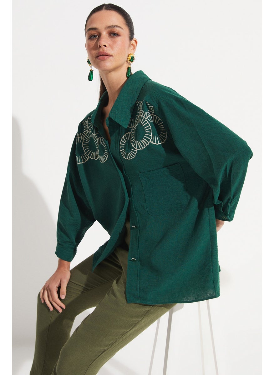 Embroidered Detailed Loose Cut Shirt