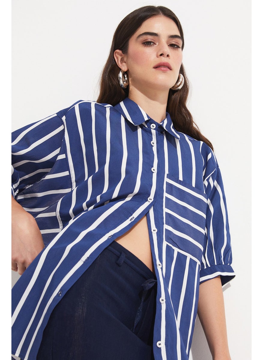 Women's Viscose Blend Striped Shirt