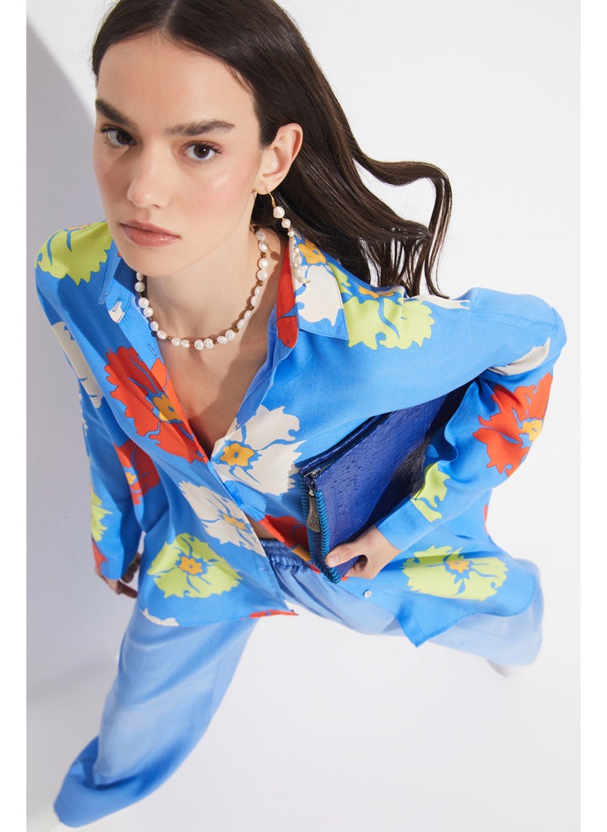 Exclusive Flower Detailed Viscose Shirt