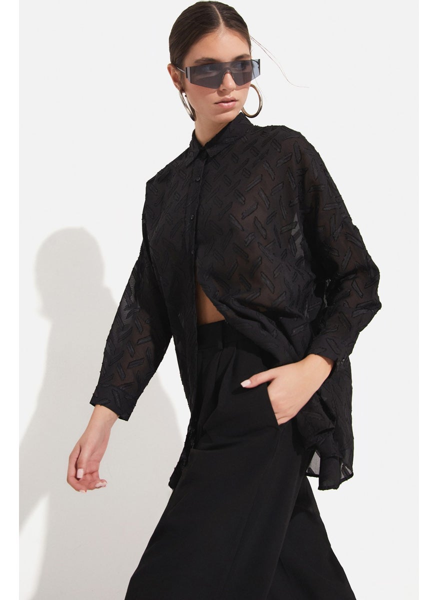 Women's Exclusive Oversize/loose Cut Self-Patterned Shirt