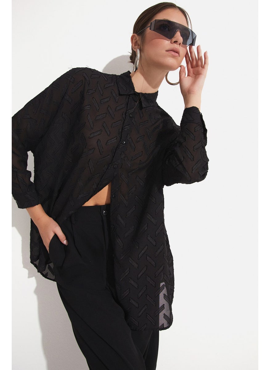 Women's Exclusive Oversize/loose Cut Self-Patterned Shirt