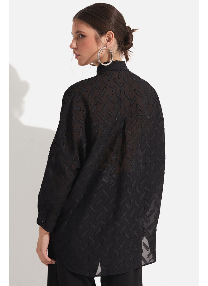 Women's Exclusive Oversize/loose Cut Self-Patterned Shirt