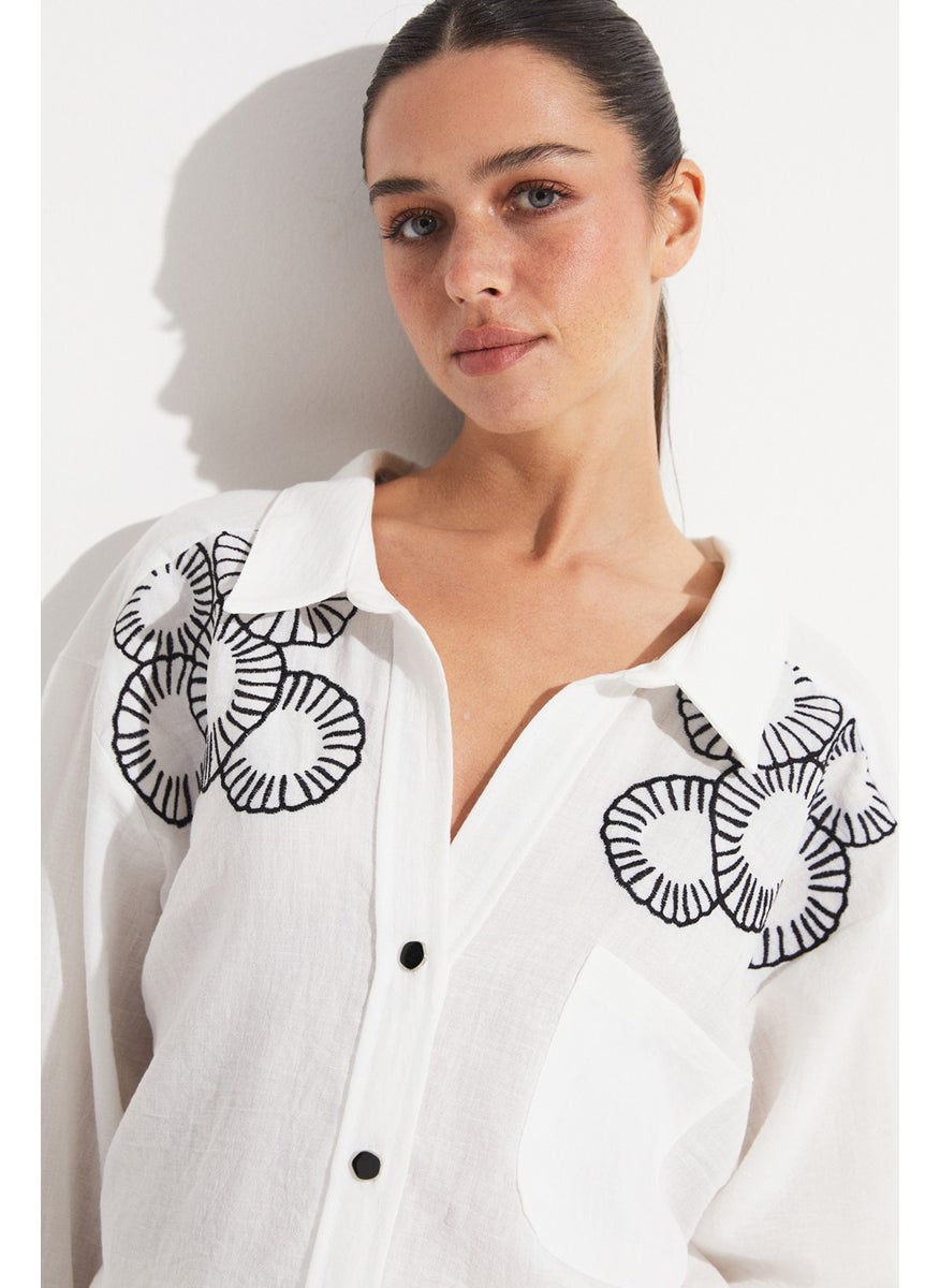 Embroidered Detailed Loose Cut Shirt