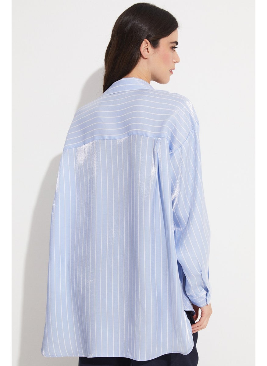 Women's Viscose Blend Striped Woven Shirt