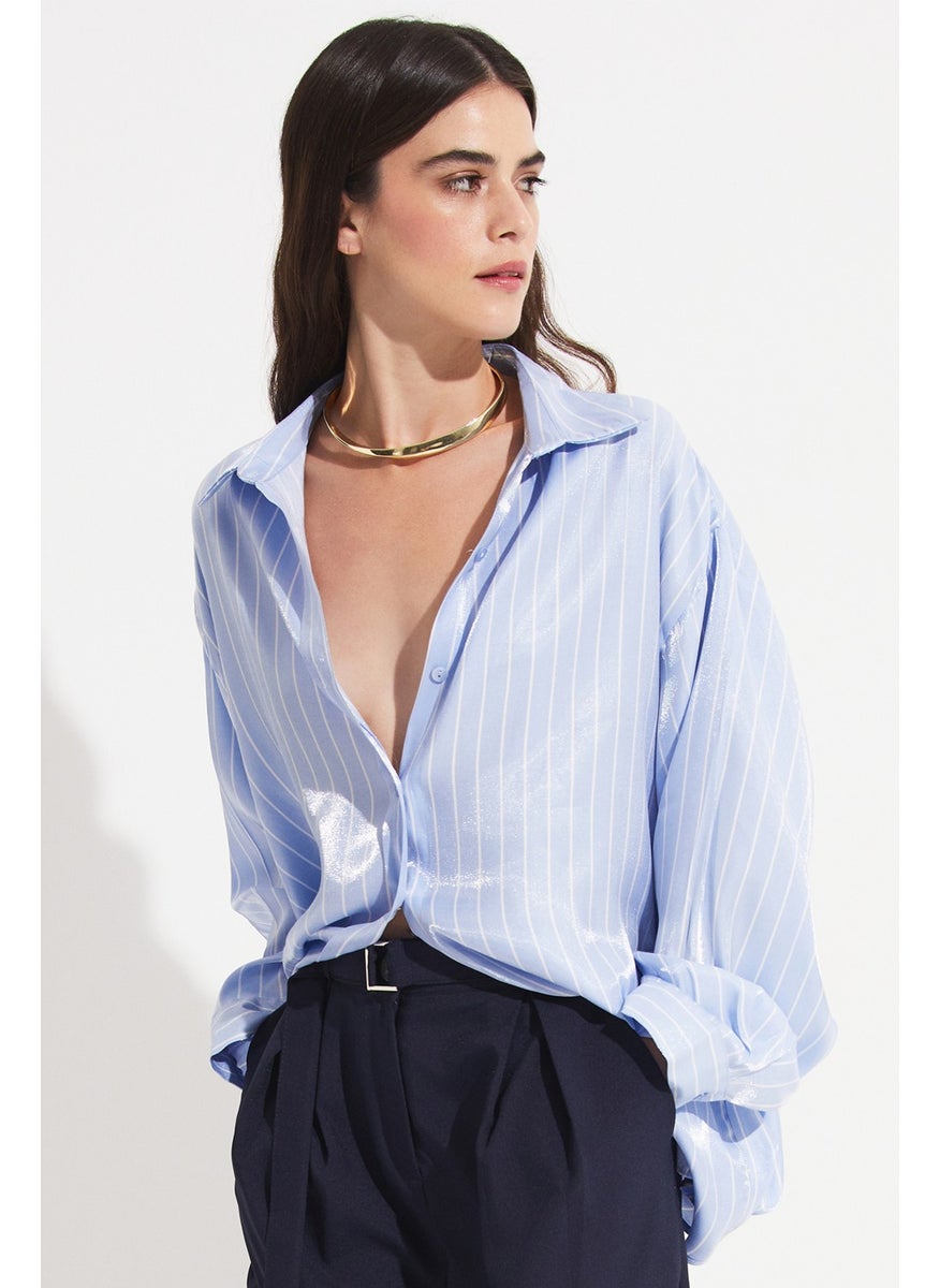 Women's Viscose Blend Striped Woven Shirt