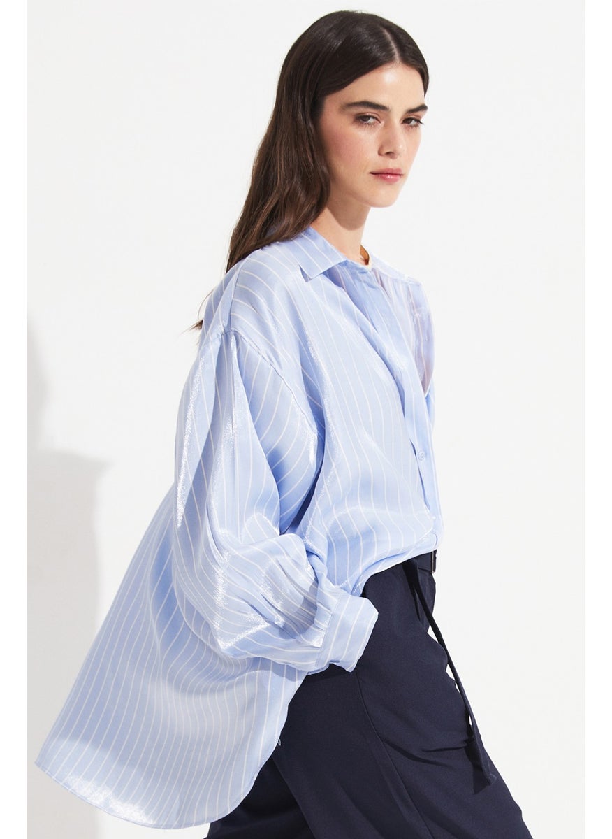 Women's Viscose Blend Striped Woven Shirt