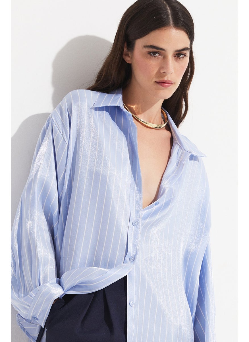 Women's Viscose Blend Striped Woven Shirt