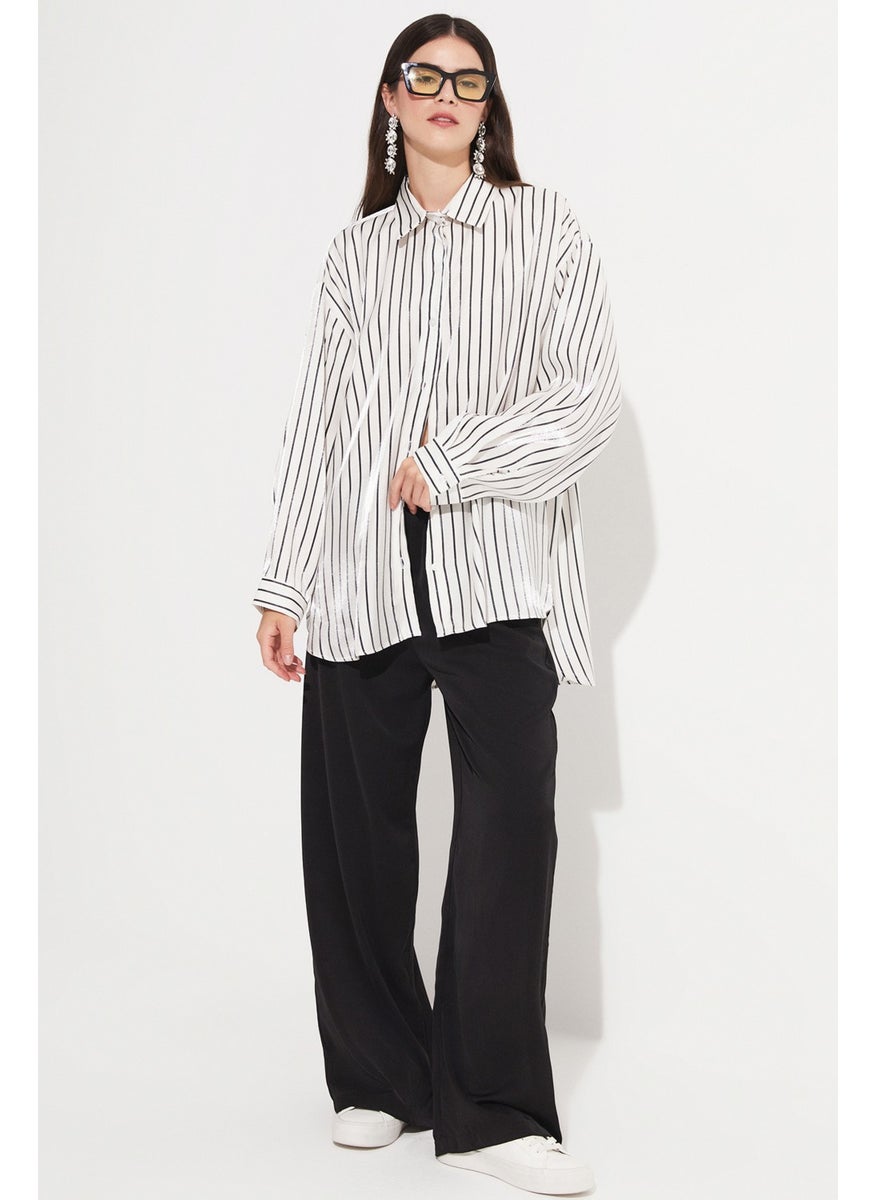 Women's Viscose Blend Striped Woven Shirt