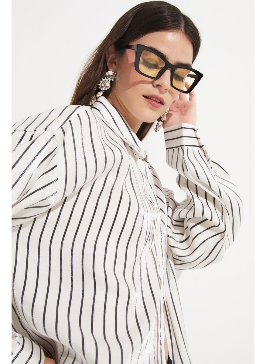 Women's Viscose Blend Striped Woven Shirt