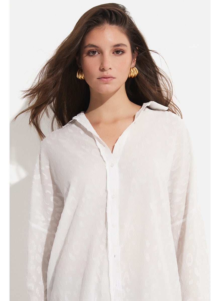 Women's Exclusive Oversize/loose Cut Self-Patterned Shirt