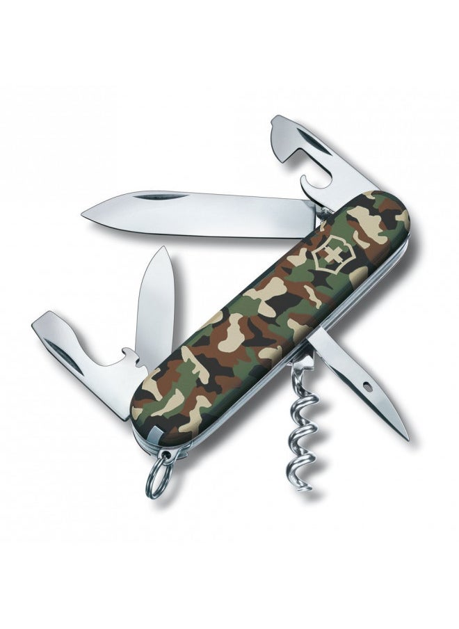 Victorinox Spartan Swiss Army Knife, 12 Functions, Swiss Made Pocket Knife with Corkscrew, Can Opener and Screwdriver - Camouflage