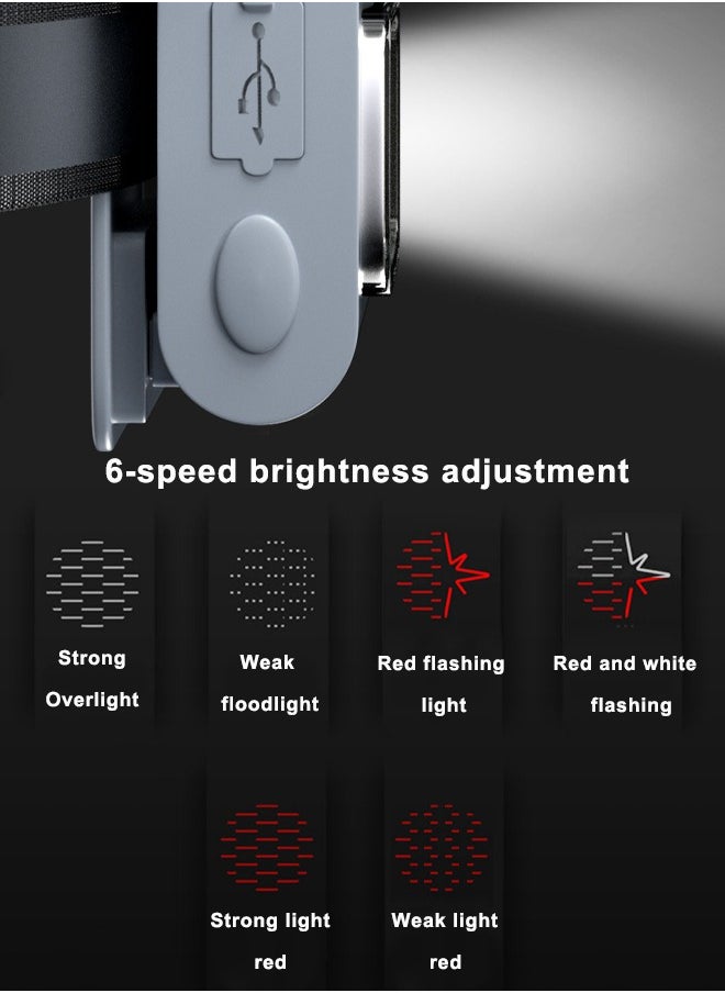 LED multifunctional magnetic charging light, clothes clip running light, silicone night fishing strong light headlight