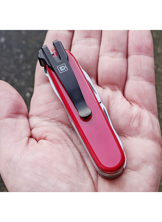 SwissQlip Deep Carry Pocket Clip Compatible with 91mm Victorinox Swiss Army Knife Models (Black)