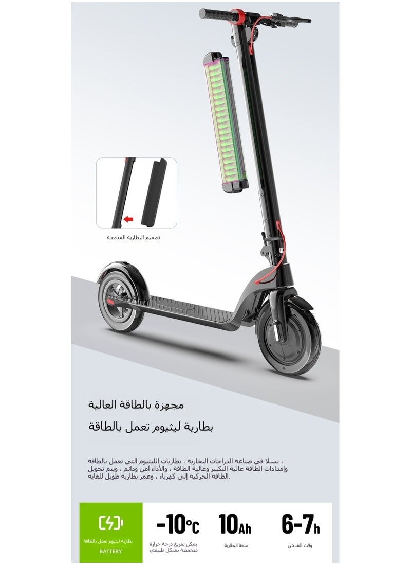 Electric Scooter, 10-Inch Foldable Aluminum Alloy Lithium Battery Commuter Scooter for Adults