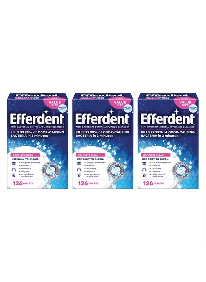 Efferdent Original Anti-Bacterial Denture Cleanser Tablets 126 ea (Pack of 3)