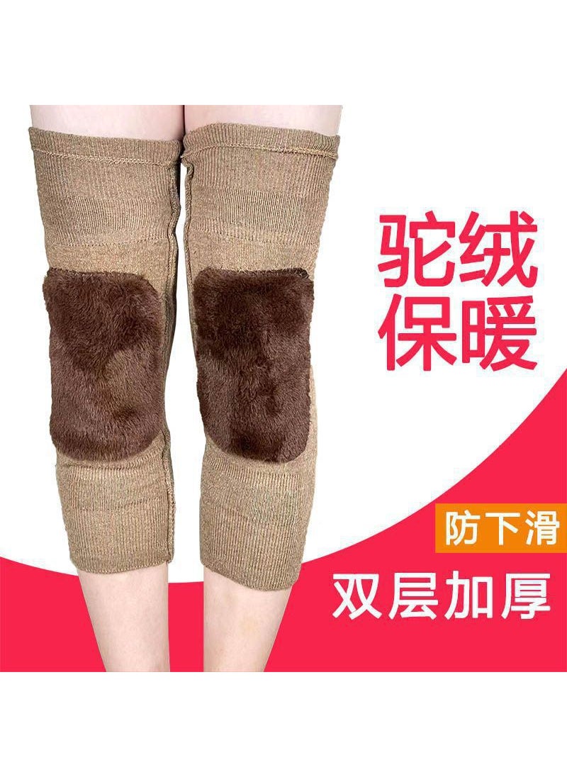 Thickened Long Velvet Imitation Cashmere Knee Pads Warm Old Mens and Womens Old Cold Legs Knee Leg Pads Winter Cold and Windproof 501 thick yellow camel hair 1 pair-45cm