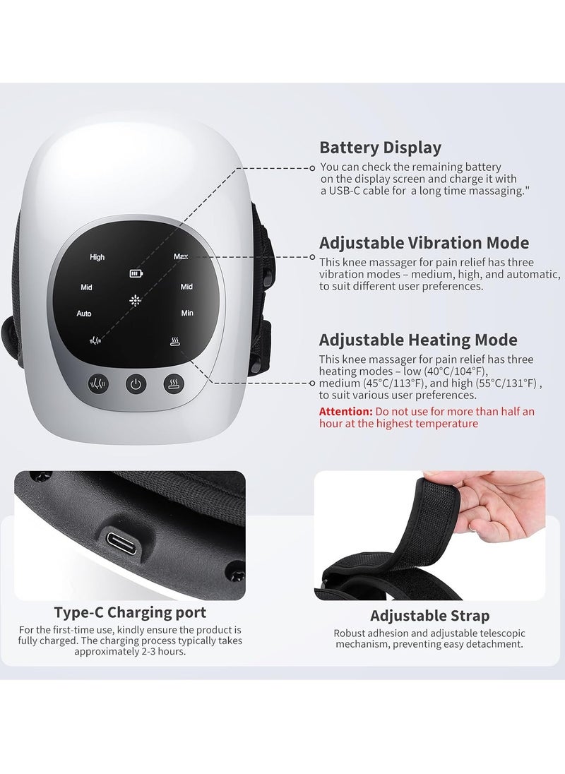 Portable Knee Massager with Heat & Vibration – Smart Hot Compress, LED Screen, Infrared Laser Therapy for Joint Pain & Stiffness Relief