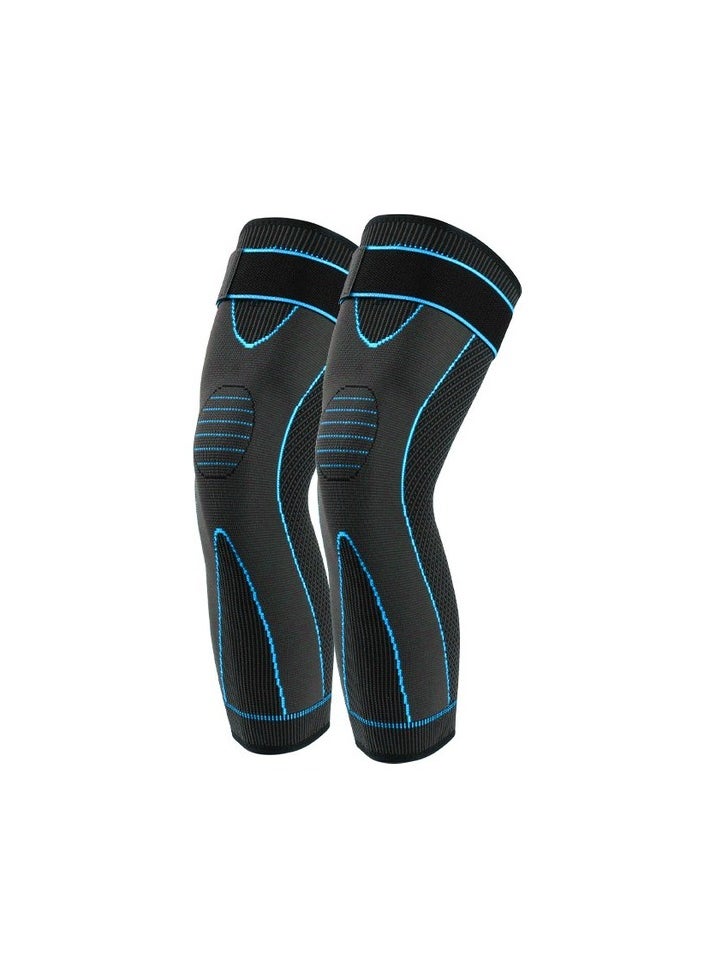 2 pieces of summer long knitting knees Sports football knees Body:L Colour:Blue