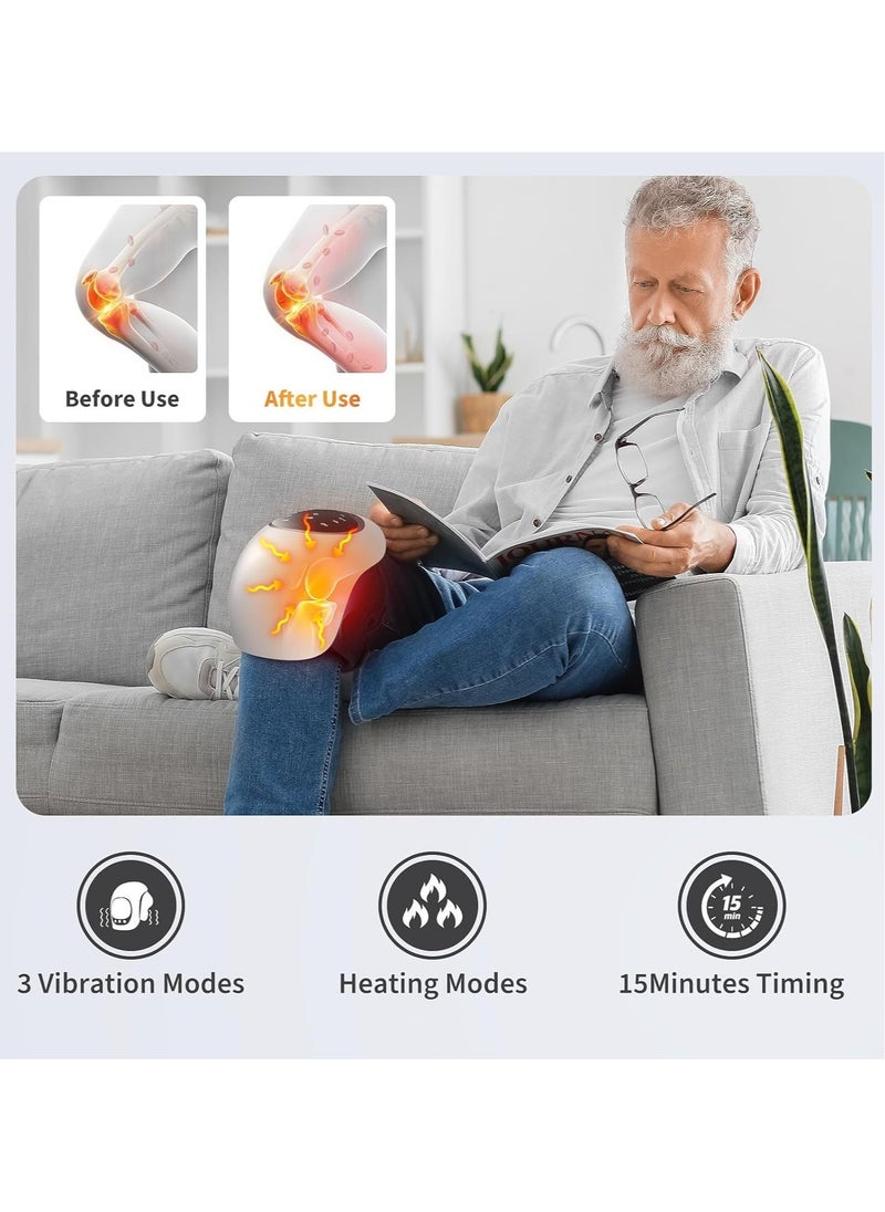 Portable Knee Massager with Heat & Vibration – Smart Hot Compress, LED Screen, Infrared Laser Therapy for Joint Pain & Stiffness Relief