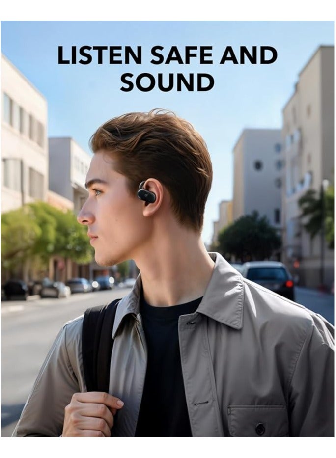 V20i by Anker Open-Ear Headphones, Adjustable Ear Hooks, Ultra-Comfort, Snug Fit, Deep Bass, Clear Calls, IP55, LED Lights, 36H Playtime, Bluetooth 5.4 Earbuds, Multipoint Connection Black